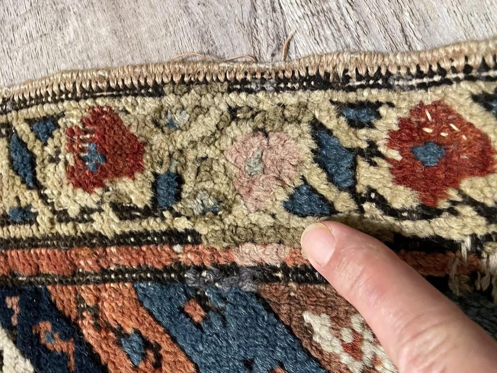 Alfombra persa antigua kurda de colección hecha a mano 3.7' x 9.4' 1870s - 1N77 Lana en venta