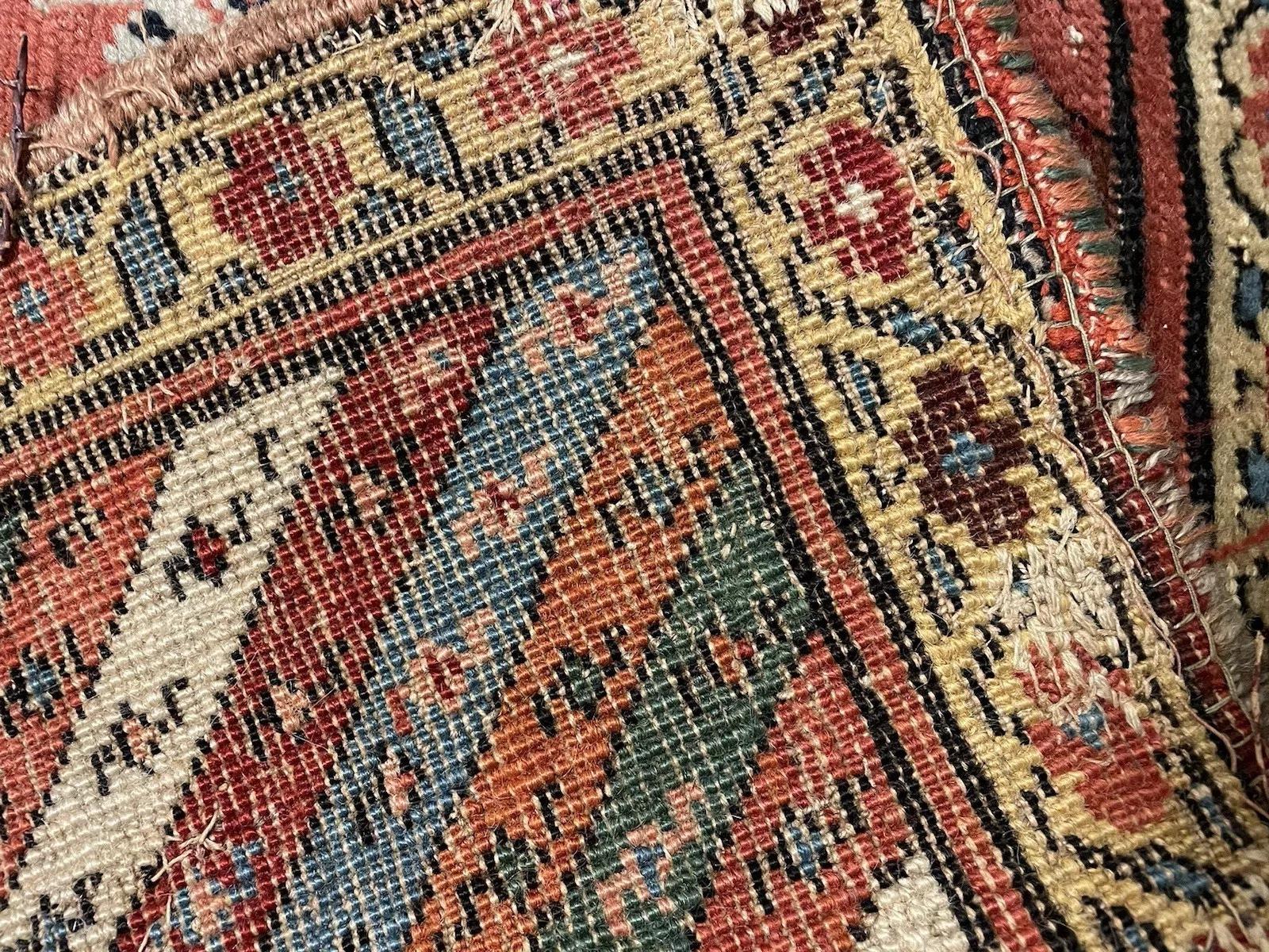 Alfombra persa antigua kurda de colección hecha a mano 3.7' x 9.4' 1870s - 1N77 en venta 1