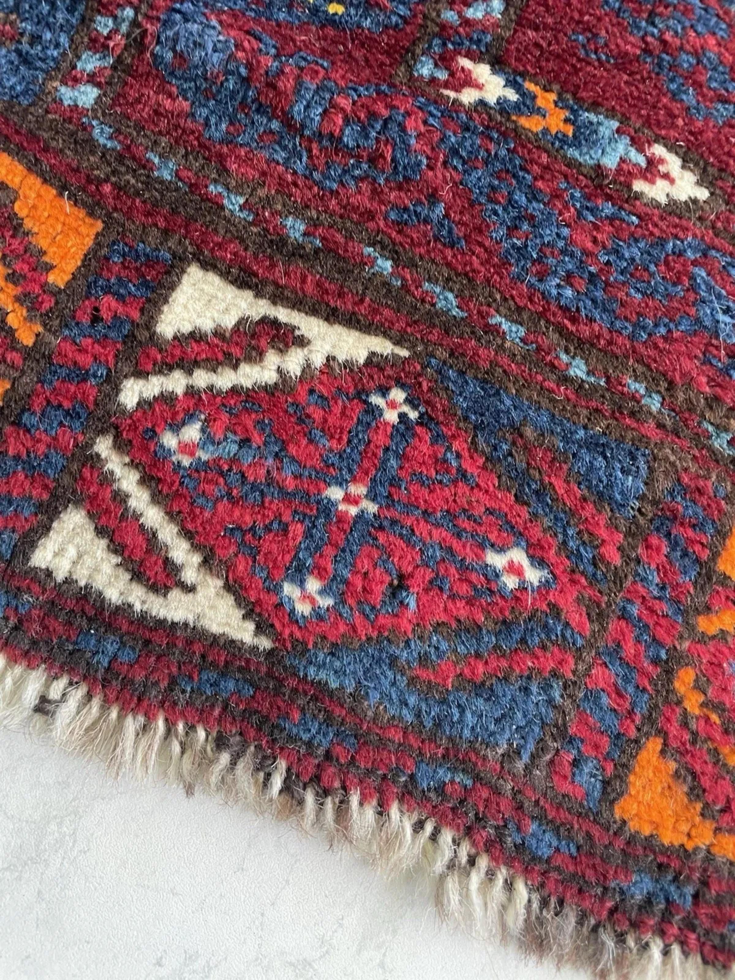 Laine Tapis ancien fait à la main, Persan Kurdish Jaf Bagface 1.6' x 2.1', 1890s - 1N113 en vente