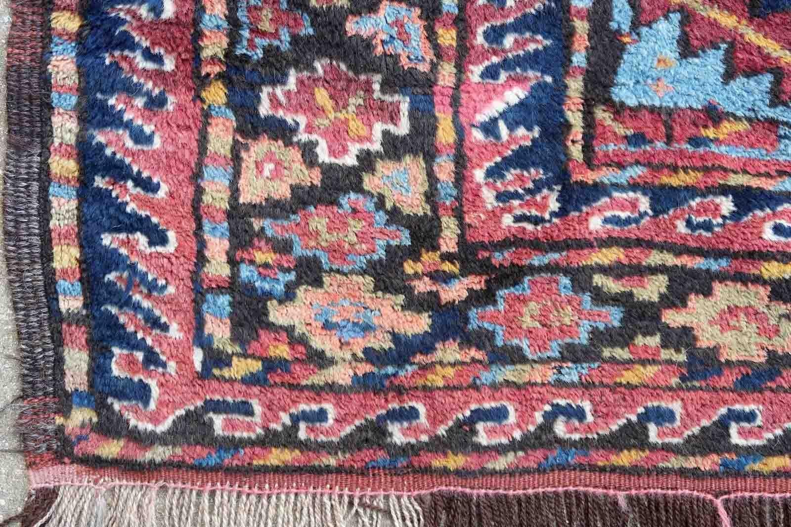 Hand-Knotted Handmade Antique Persian Kurdish Rug, 1920s, 1P100 For Sale