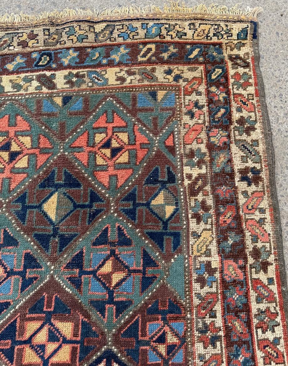 Français Tapis ancien persan kurde fait main 3.7' x 7', 1880s - 2B76 en vente
