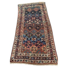 Handmade Antique Persian Kurdish Rug 3.7' x 7', 1880s - 2B76