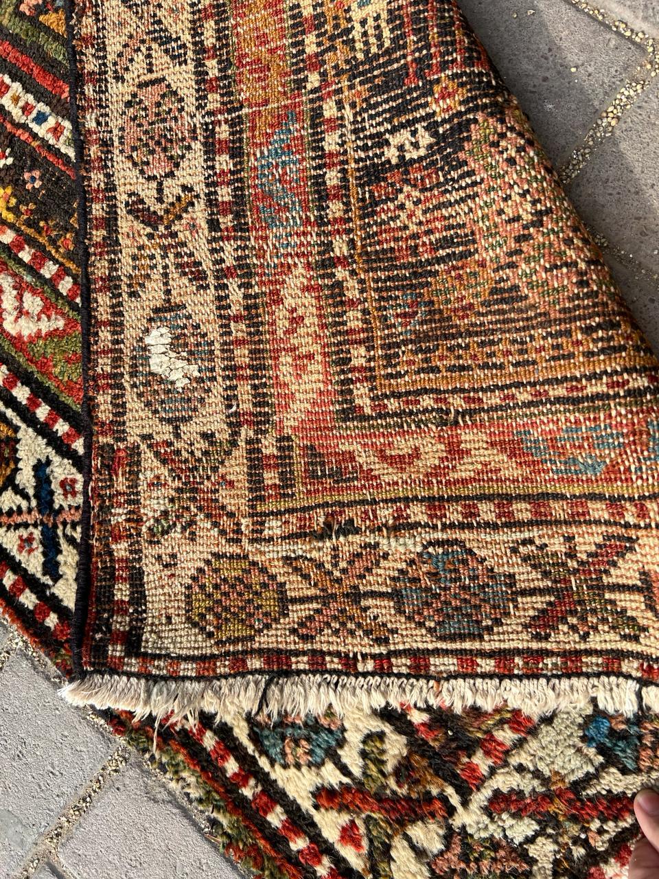 Wool Handmade Antique Persian Kurdish Runner Rug 2.5' x 11.8', 1900s - 2B25 For Sale