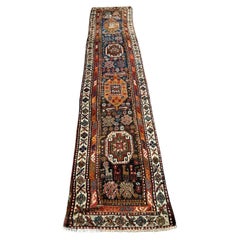 Tapis de course antique persan kurde fait main 2.5' x 11.8', 1900s - 2B25