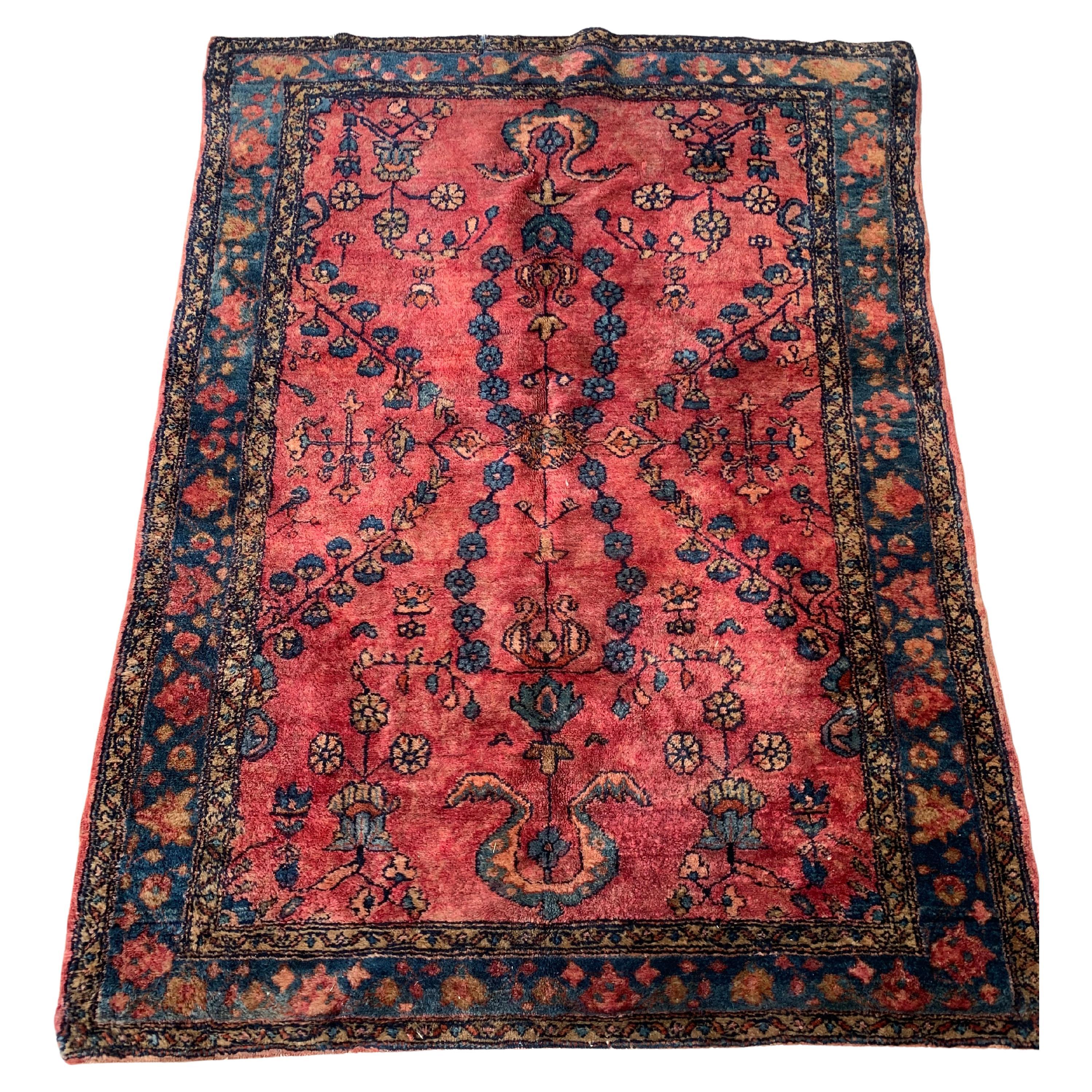 Handgefertigter antiker persischer Lilihan-Teppich 3,5' x 4,7' 1920er Jahre - 2B41