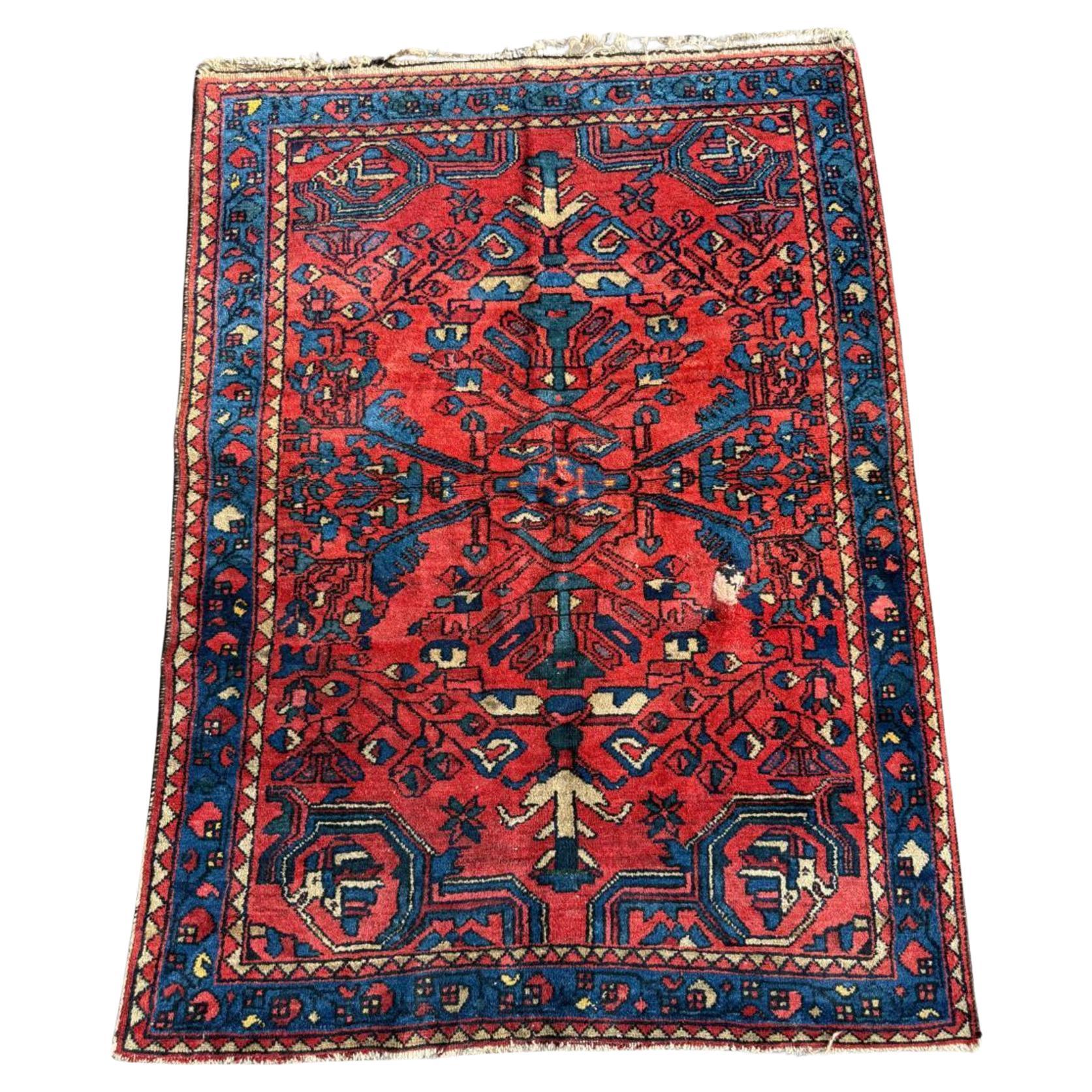 Handmade Antique Persian Lilihan Rug 3.6' x 4.9', 1920s - 2B100 For Sale