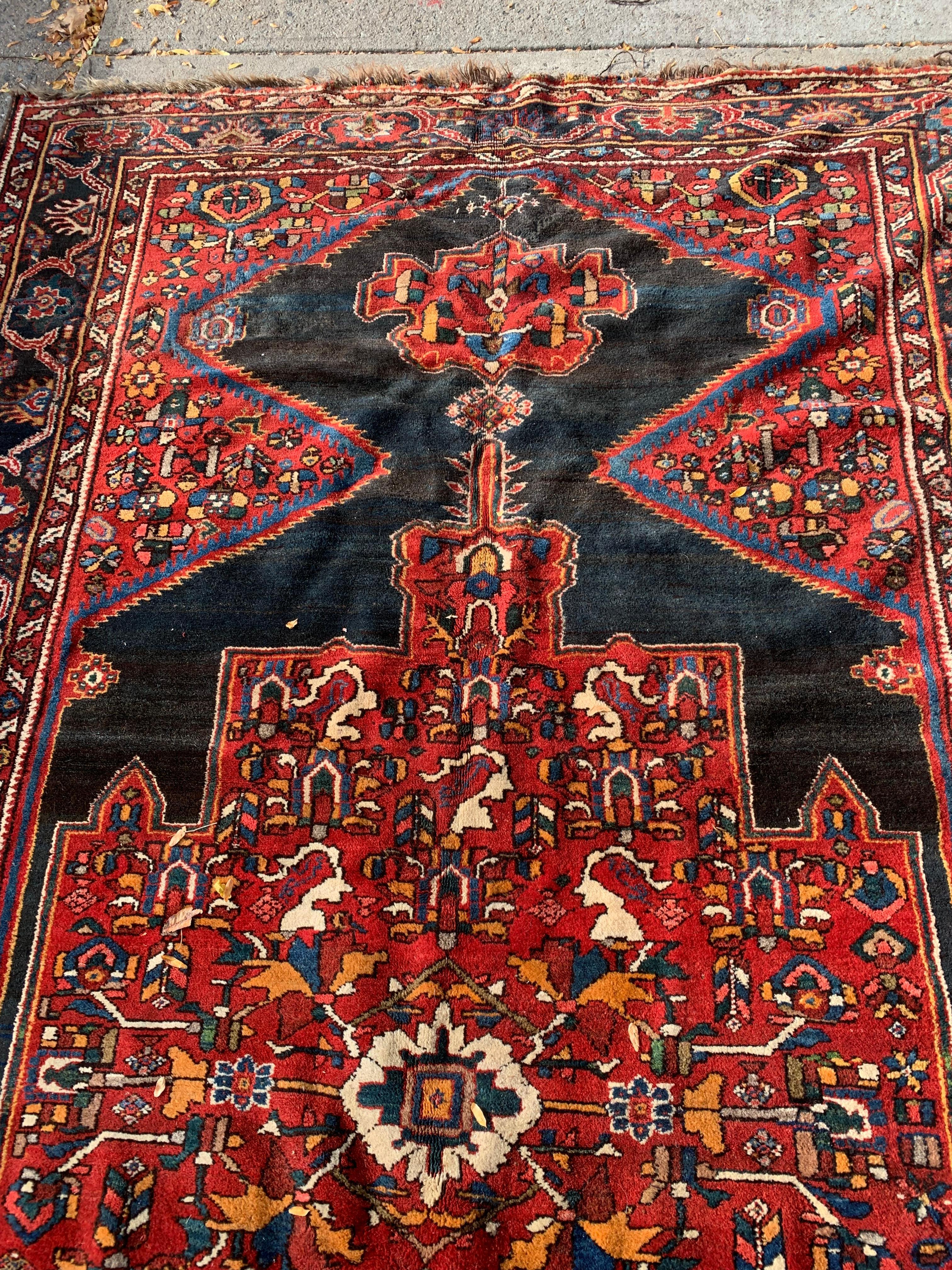 Noué à la main Tapis persan Luri ancien fait à la main 5,8' x 10,7' 1880 - 2B36 en vente