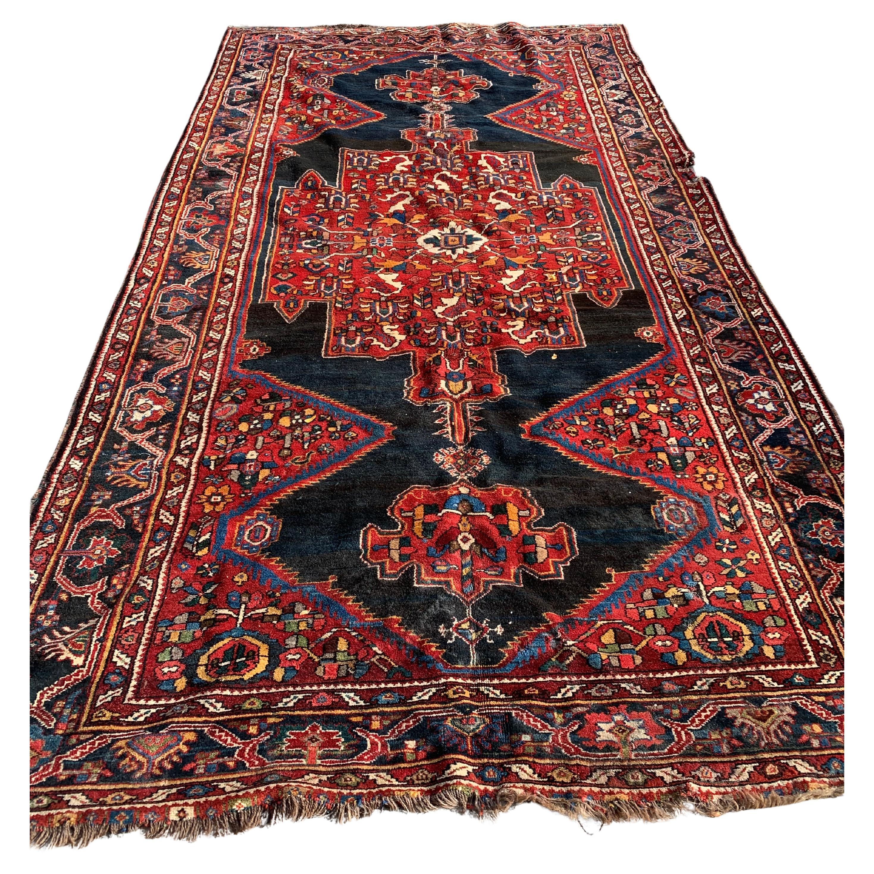 Handmade Antique Persian Luri Rug 5.8' x 10.7' 1880s - 2B36