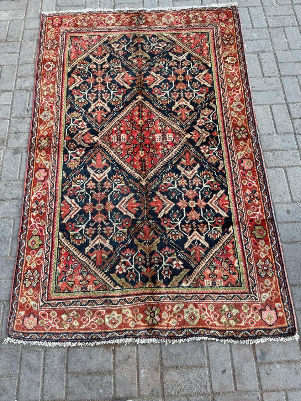 Handgefertigter antiker persischer Mahal-Teppich 4,8' x 6,3, 1920er Jahre - 2B92 (Frühes 20. Jahrhundert) im Angebot