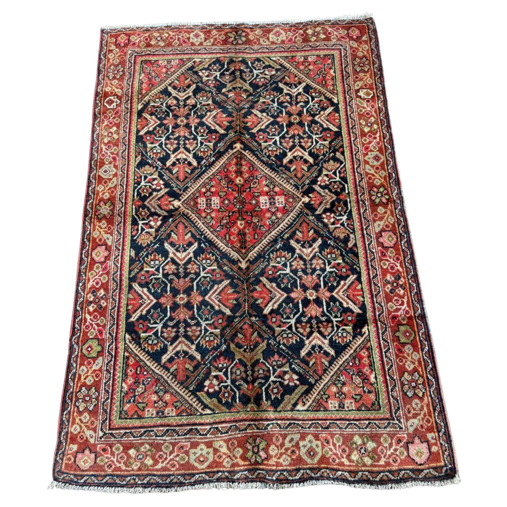 Handmade Antique Persian Mahal Rug 4.8' x 6.3, 1920s - 2B92