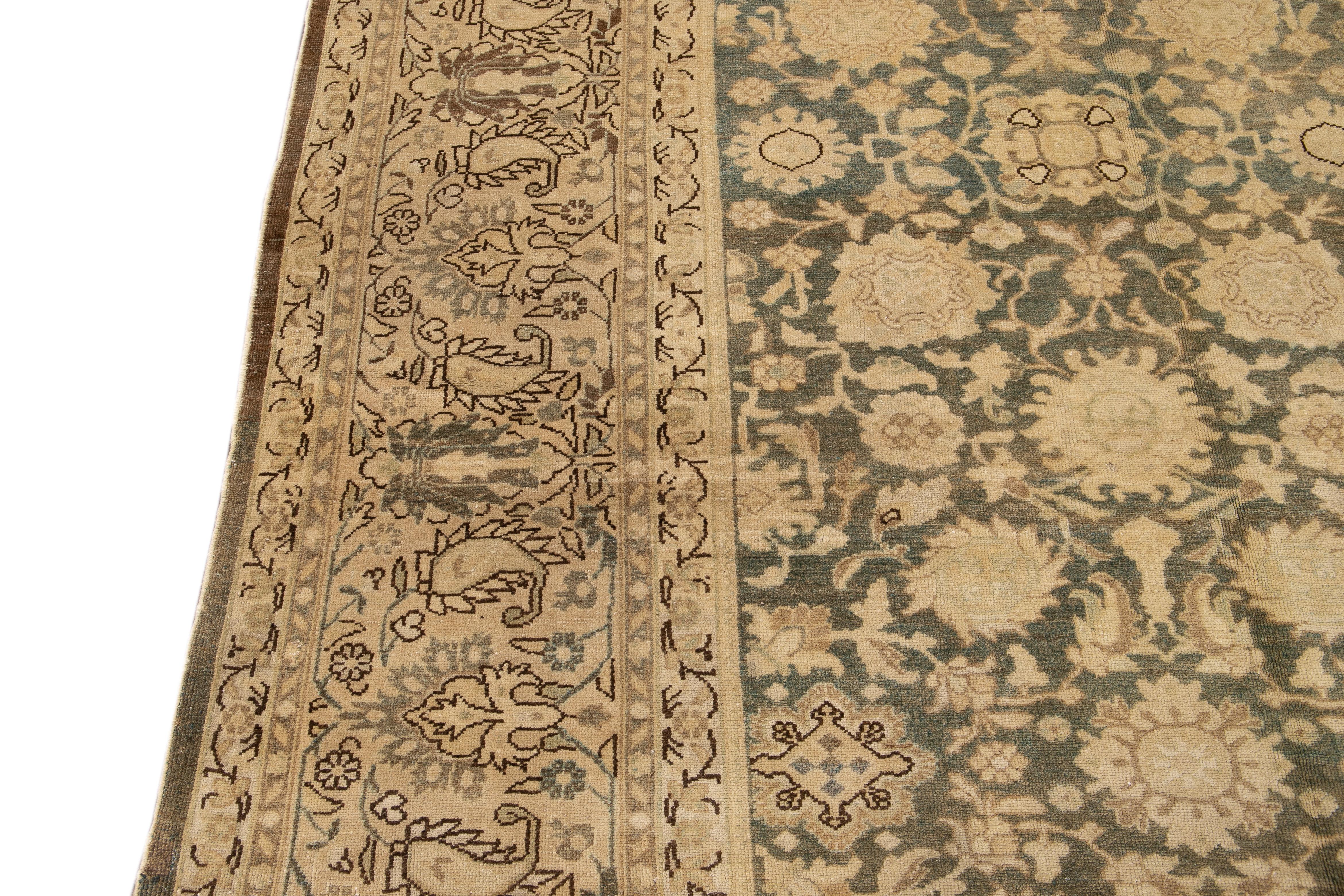 Handmade Antique Persian Malayer Gray Wool Rug with Allover Pattern For Sale 3