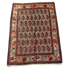Tapis ancien persan Malayer fait main 3.9' x 4.11', 1920 - 2B96
