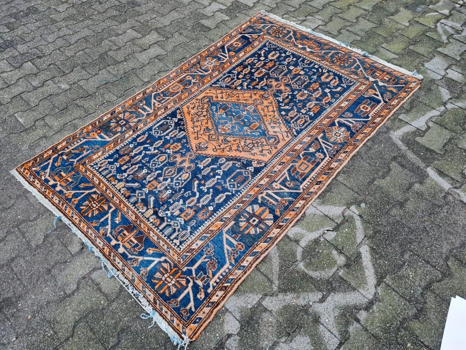 Wool Handmade Antique Persian Malayer Rug 4.1' x 6.4' 1920s - 2K48 For Sale