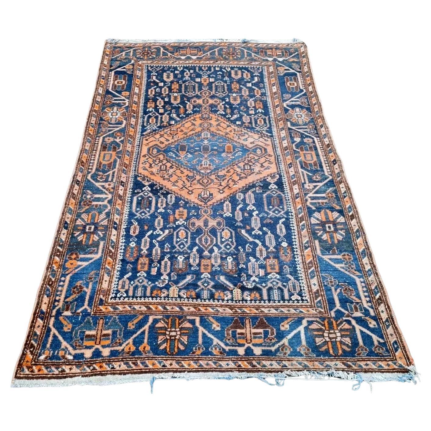 Handmade Antique Persian Malayer Rug 4.1' x 6.4' 1920s - 2K48 For Sale