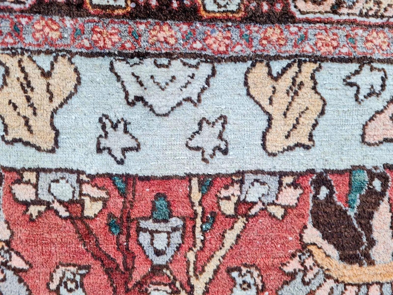 French Handmade Antique Persian Malayer Rug 4.1' x 7.3' 1930s - 2K47 For Sale