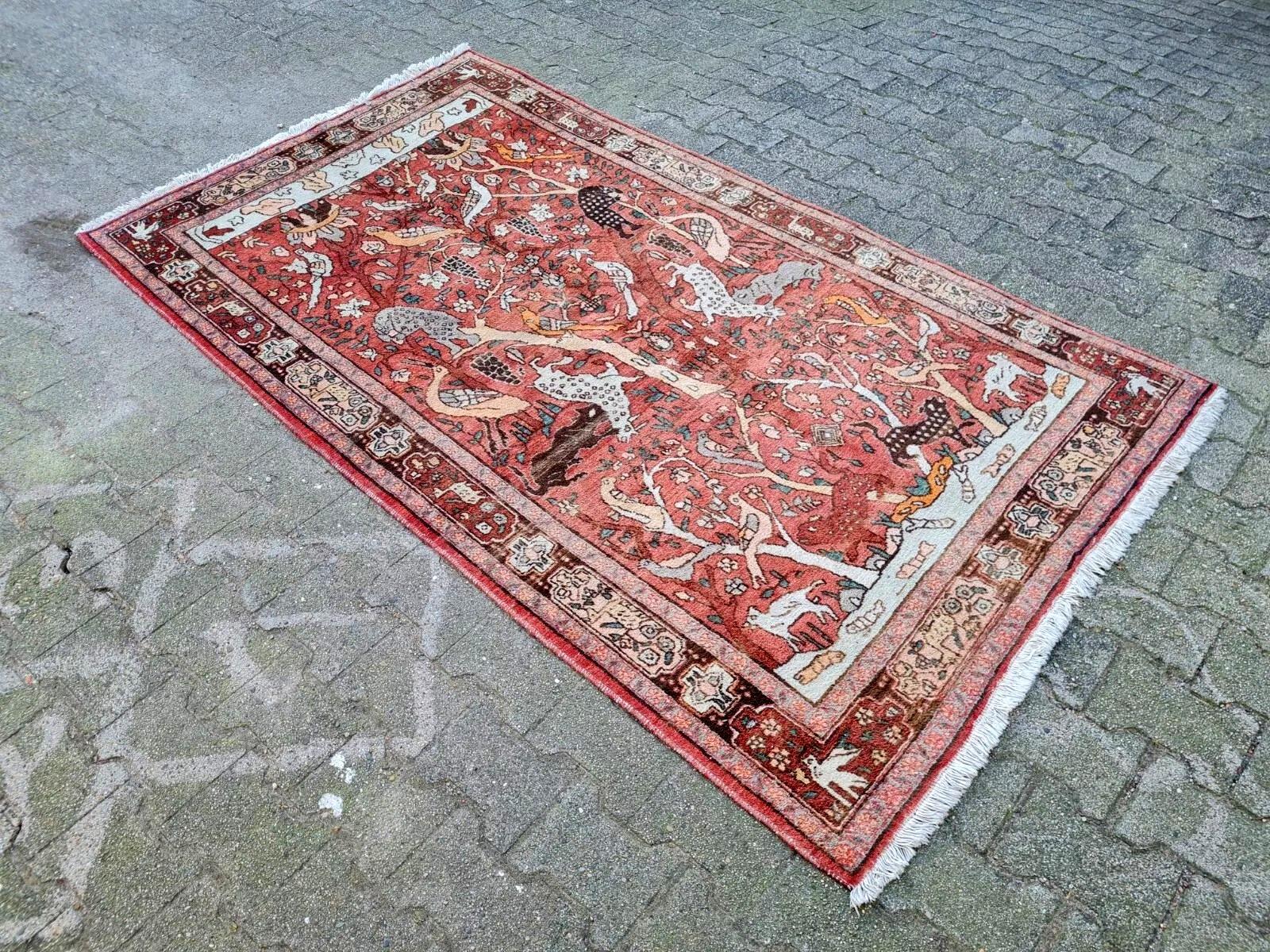 Hand-Knotted Handmade Antique Persian Malayer Rug 4.1' x 7.3' 1930s - 2K47 For Sale
