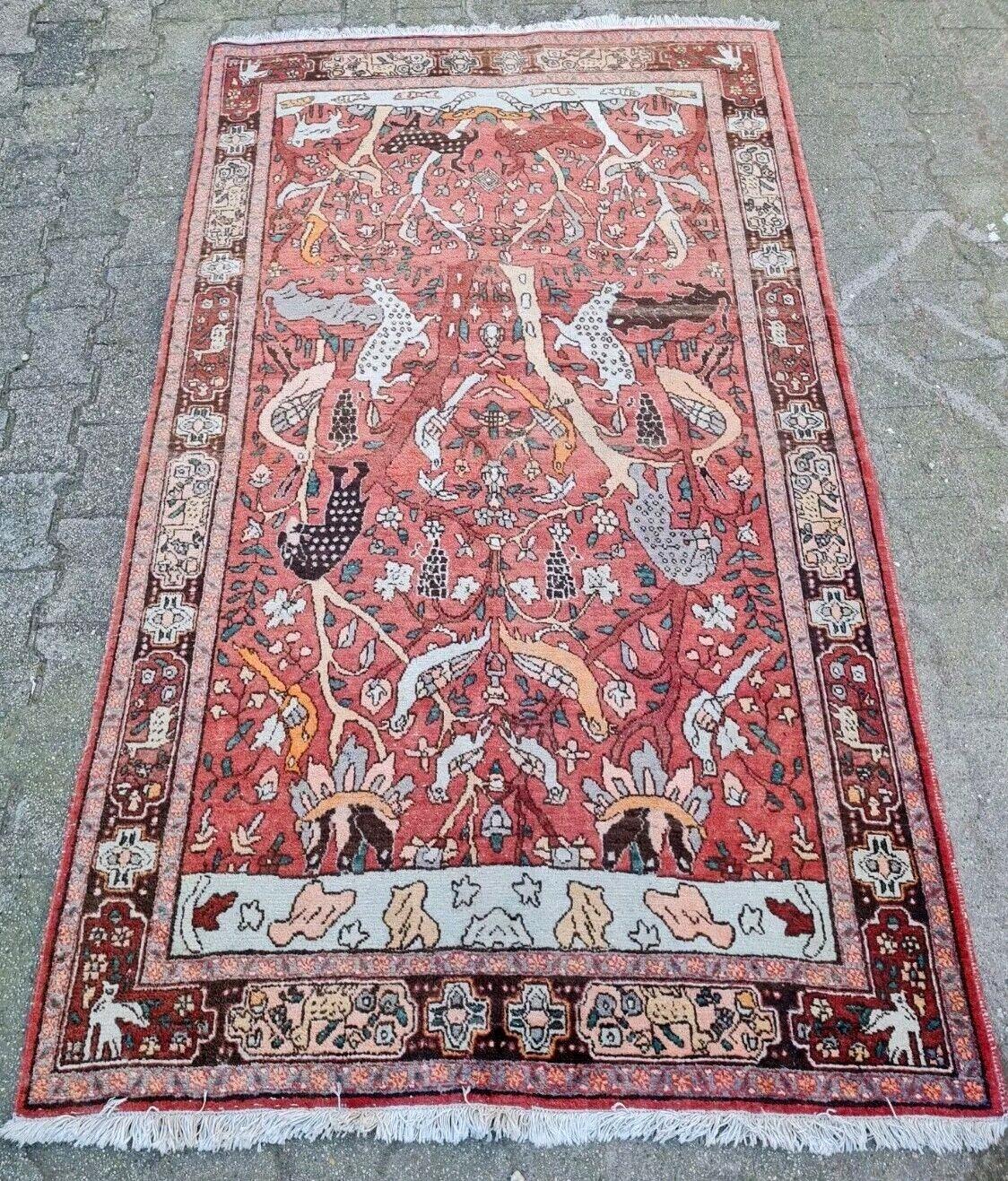 Handmade Antique Persian Malayer Rug 4.1' x 7.3' 1930s - 2K47 For Sale 2