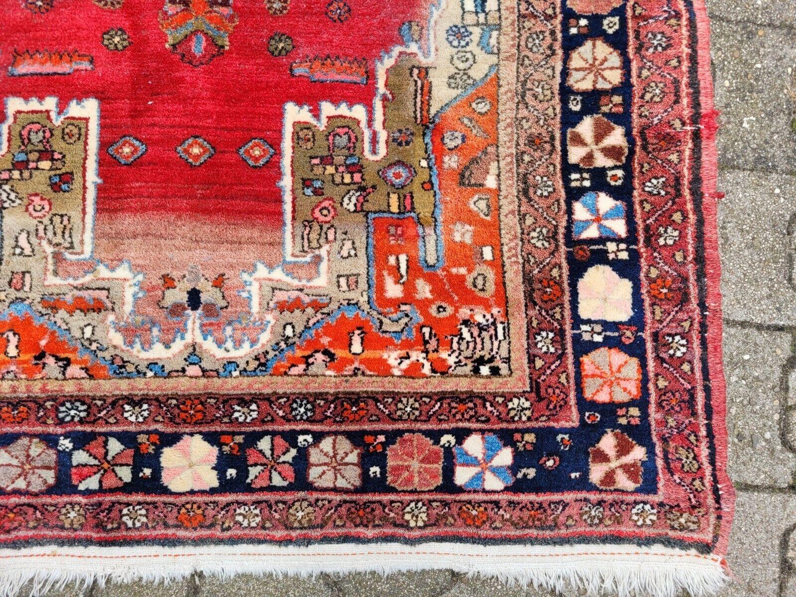Handmade Antique Persian Malayer Rug 4.7' x 6.9' (143 x 209 cm), 1950s - 2K05 (Deutsch) im Angebot