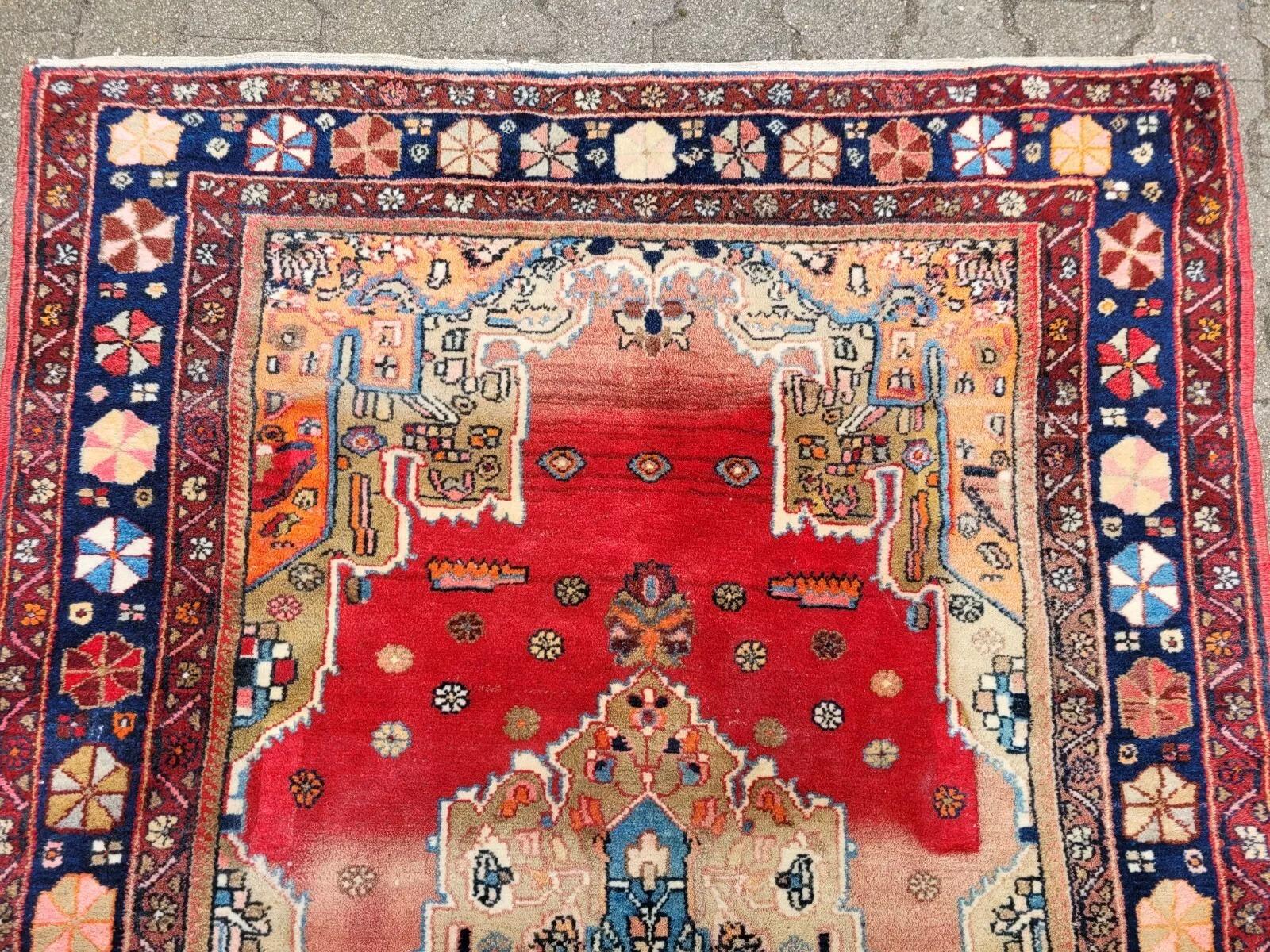 Handmade Antique Persian Malayer Rug 4.7' x 6.9' (143 x 209 cm), 1950s - 2K05 (Handgeknüpft) im Angebot