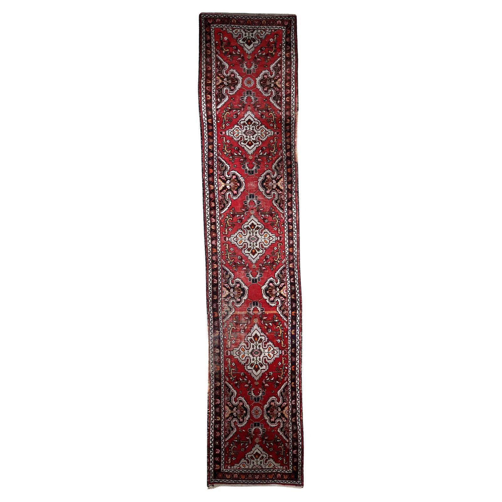 Handmade Antique Persian Malayer Runner Rug 2.5' x 12.5', 1920s - 1C1143 For Sale