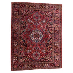 Handmade Antique Persian Mashad Rug 5.2' x 6.7' 1930s - 1С1160