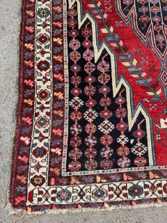 Handmade Antique Persian Mazlahan Rug 4' x 6.3', 1920s - 2B116