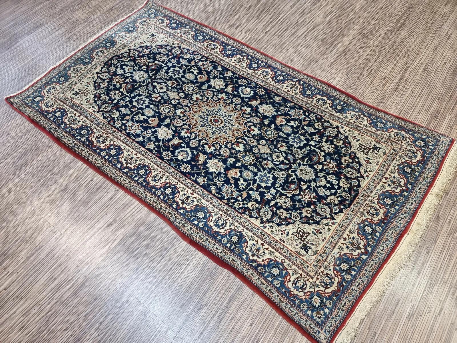 Tapis persan ancien Nain fait à la main 3,4' x 6,1' 1920 - 1D183 en vente 4