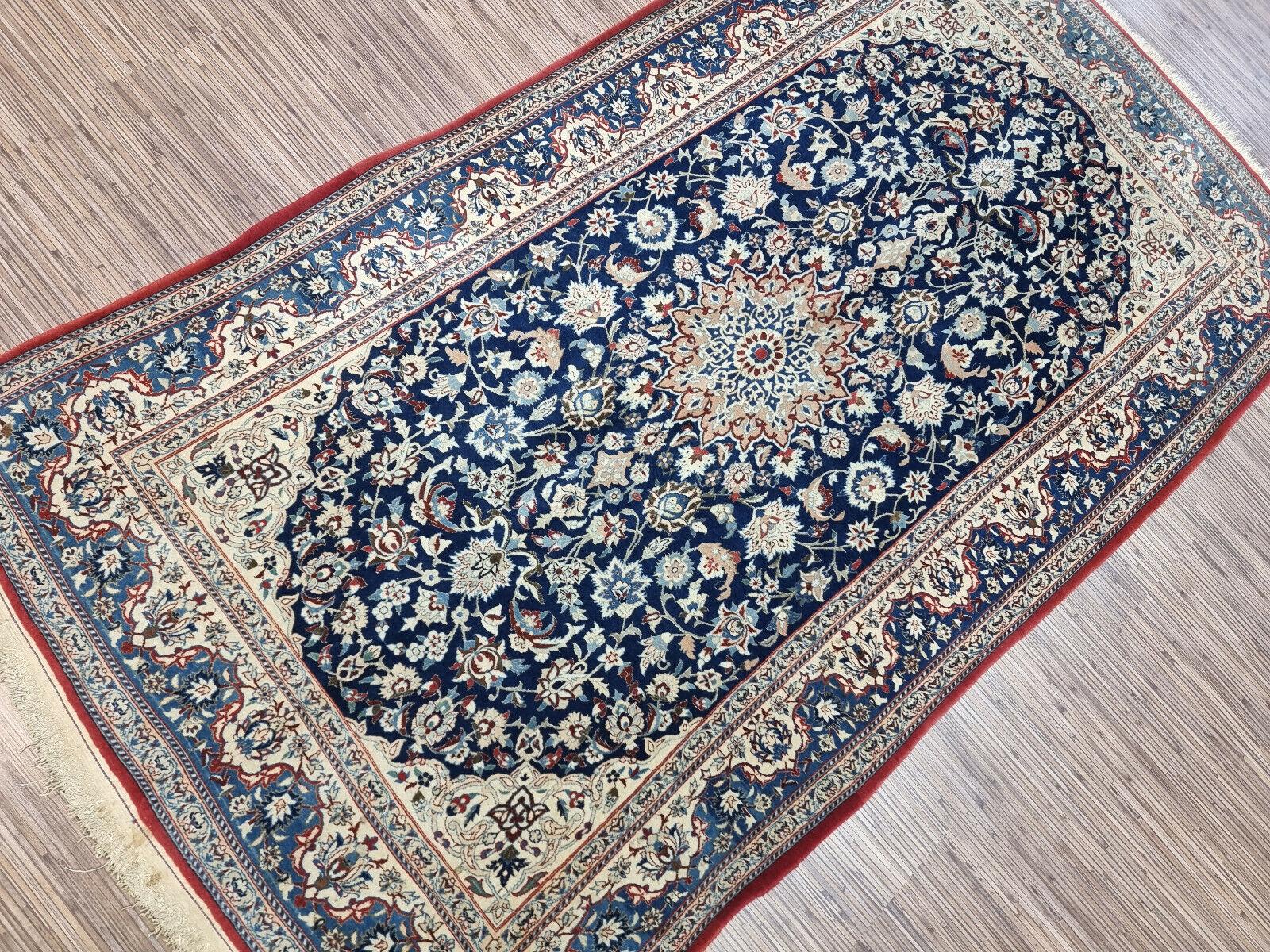 Tapis persan ancien Nain fait à la main 3,4' x 6,1' 1920 - 1D183 en vente 6