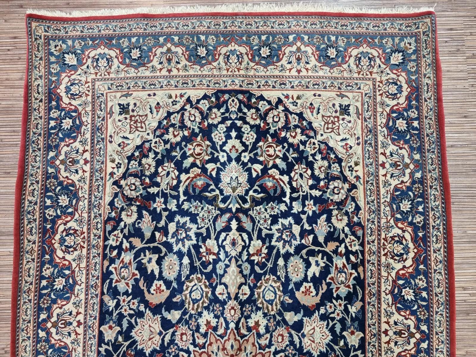 Laine Tapis persan ancien Nain fait à la main 3,4' x 6,1' 1920 - 1D183 en vente