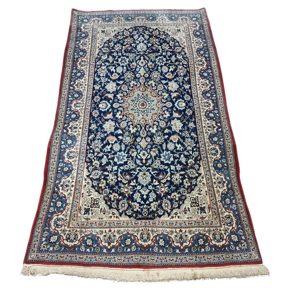 Handmade Antique Persian Nain Rug 3.4' x 6.1' 1920s - 1D183