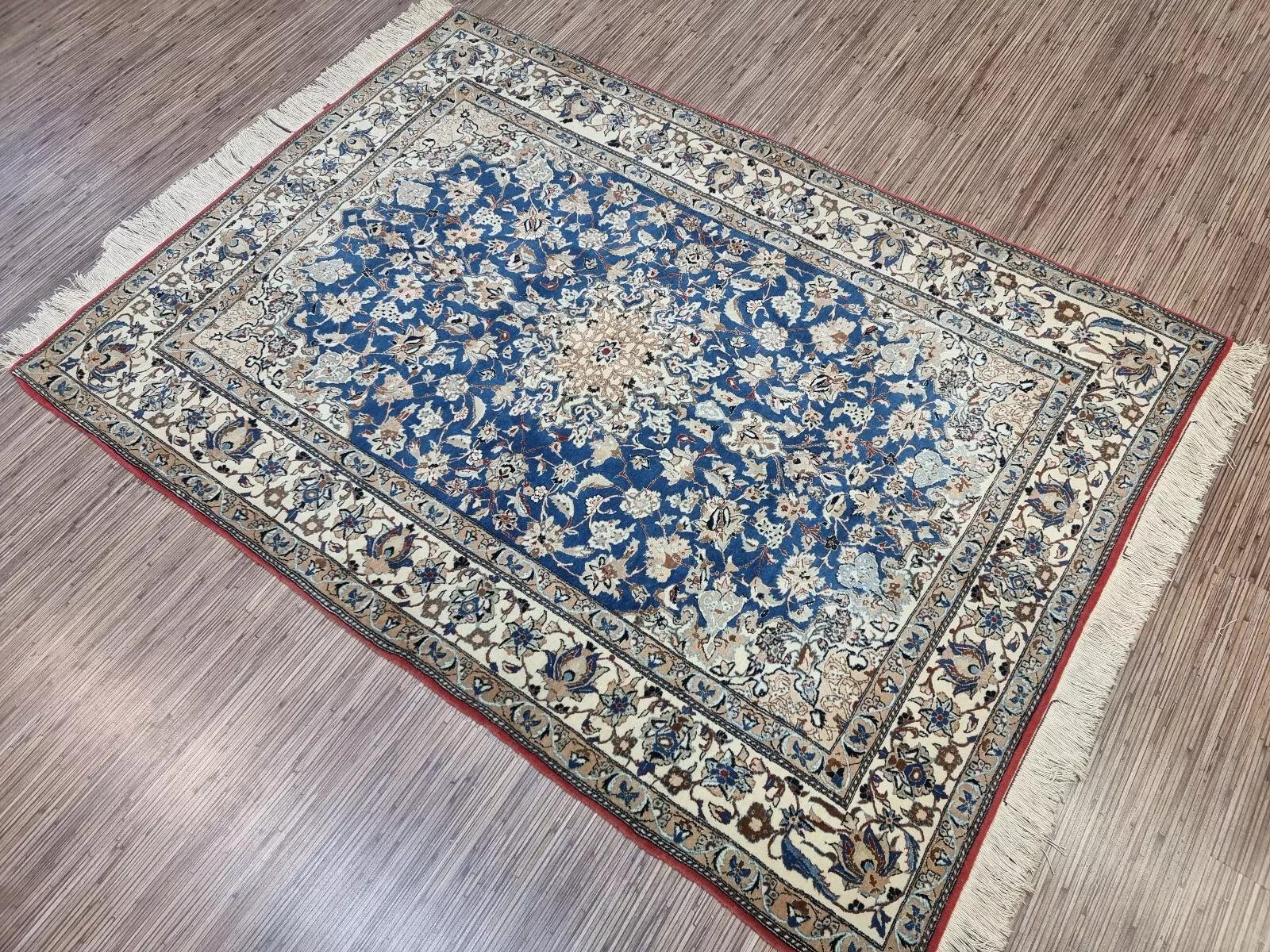 Handmade Antique Persian Nain Rug 3.9' x 5.4' 1920s - 1D182 For Sale 4