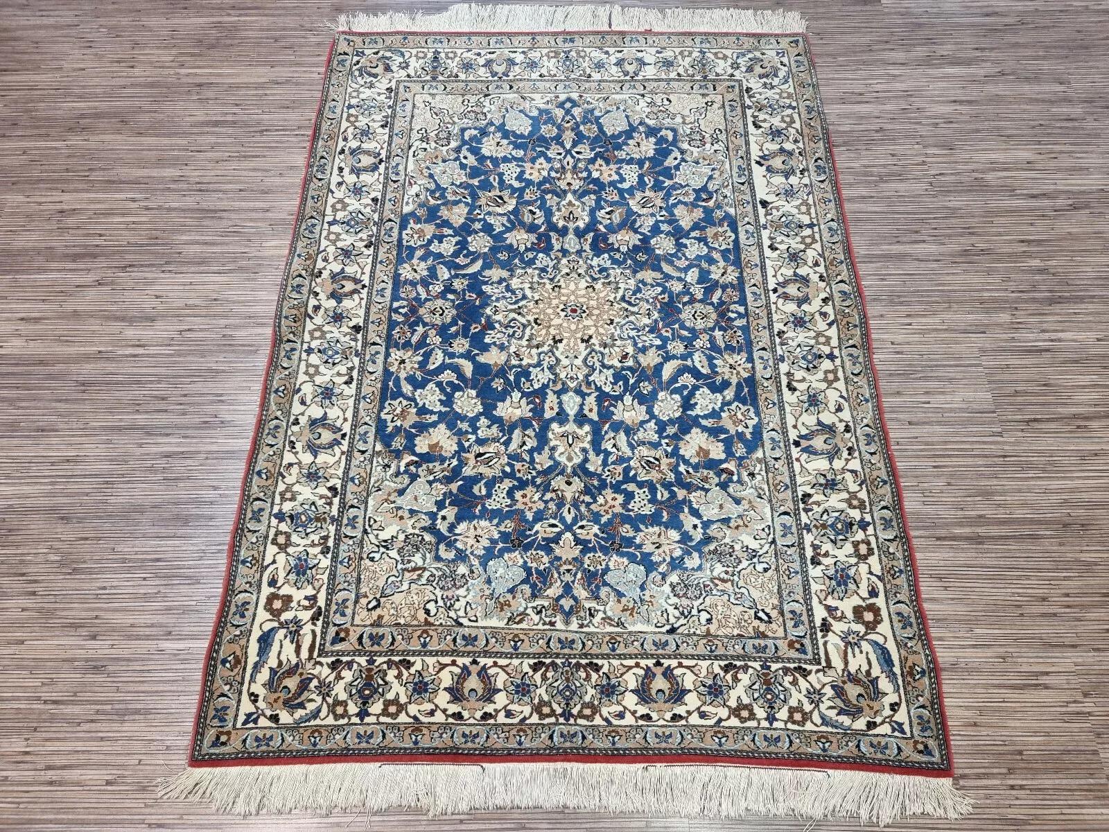 Handmade Antique Persian Nain Rug 3.9' x 5.4' 1920s - 1D182 For Sale 5