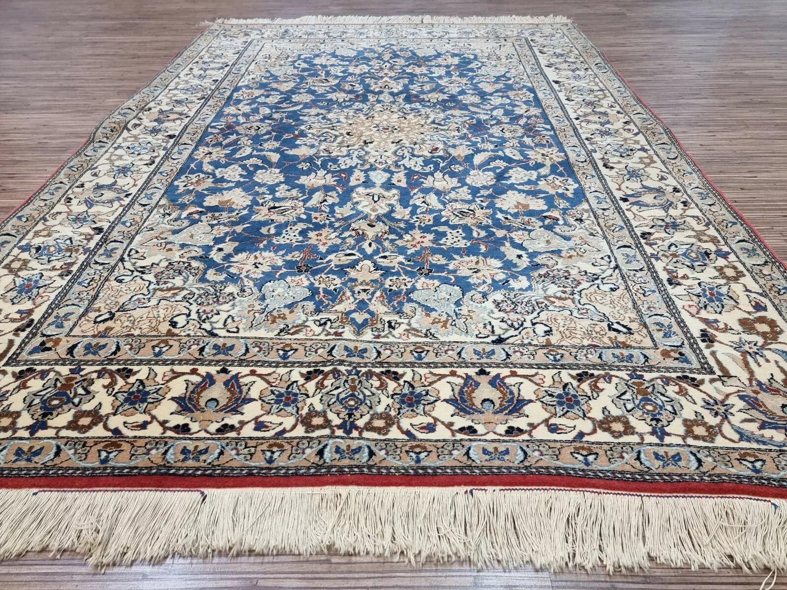 Handmade Antique Persian Nain Rug 3.9' x 5.4' 1920s - 1D182 For Sale 2