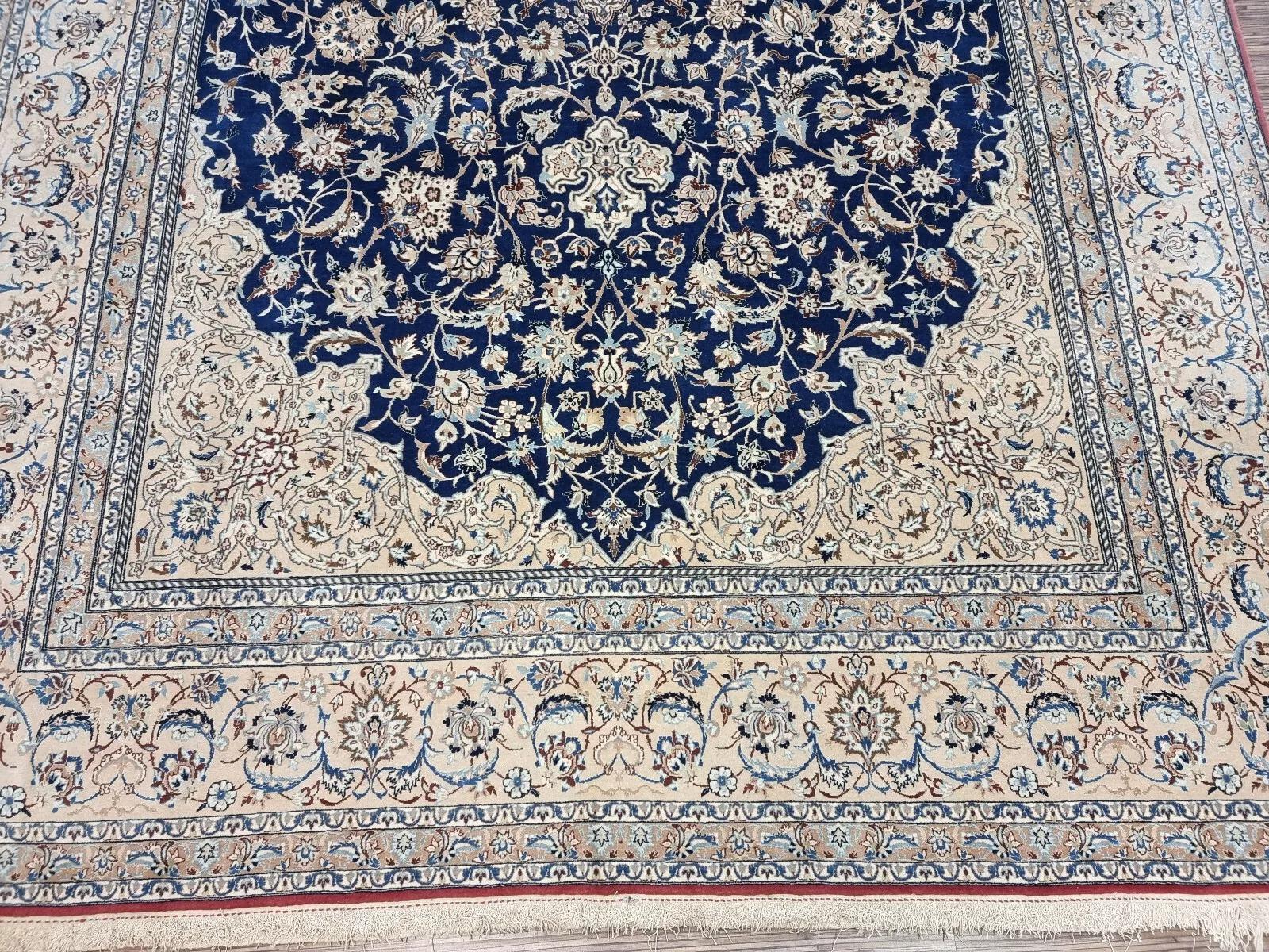 Noué à la main Tapis persan ancien Nain fait à la main 7,1 x 11,5' 1920 - 1D181 en vente