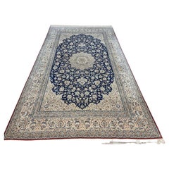 Alfombra Persa Nain Antigua hecha a mano 7,1' x 11,5' Años 1920 - 1D181
