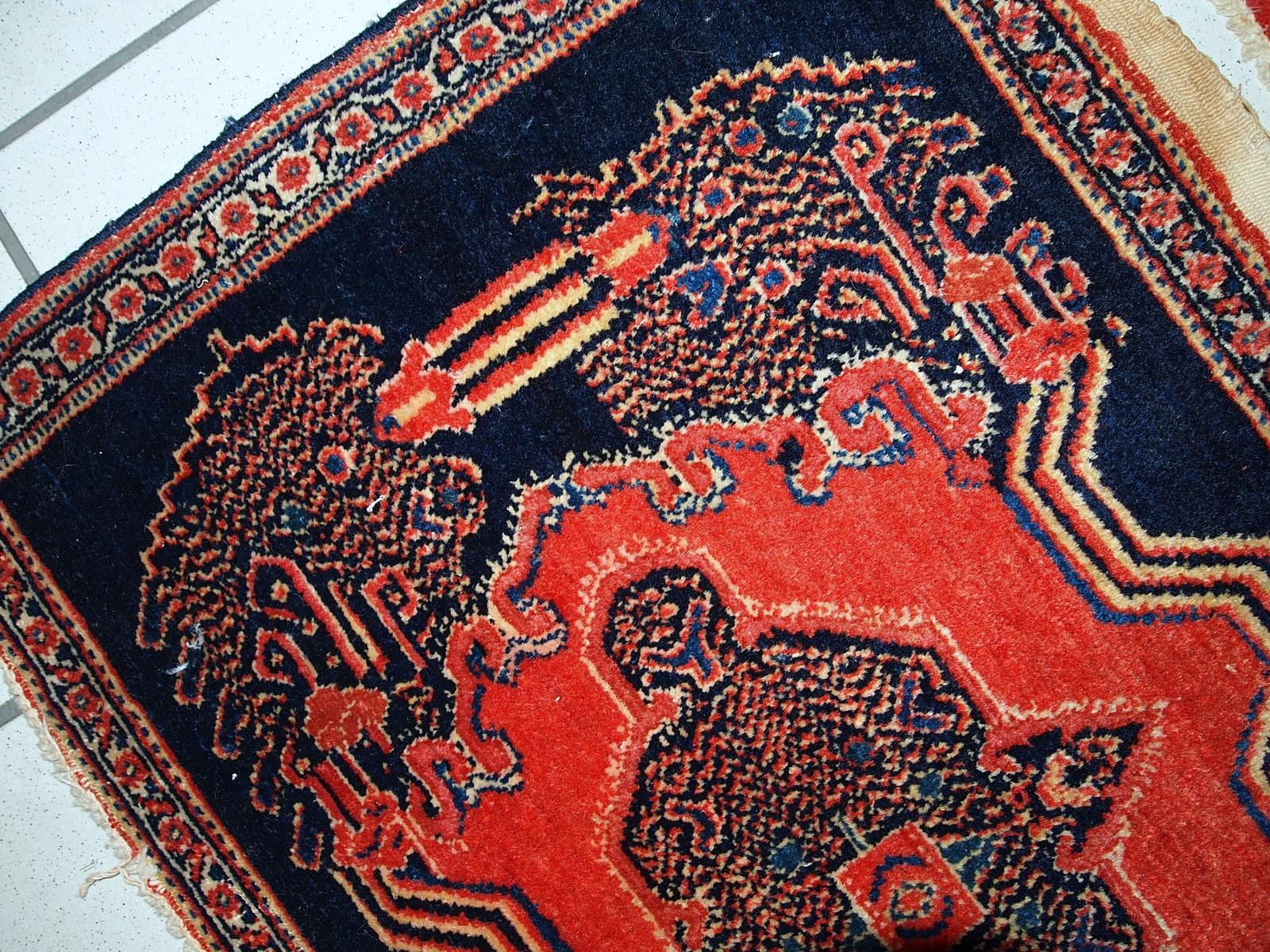 Handgefertigtes antikes Paar Teppiche im Senneh-Stil, 1900er Jahre, 1C359 im Angebot 3