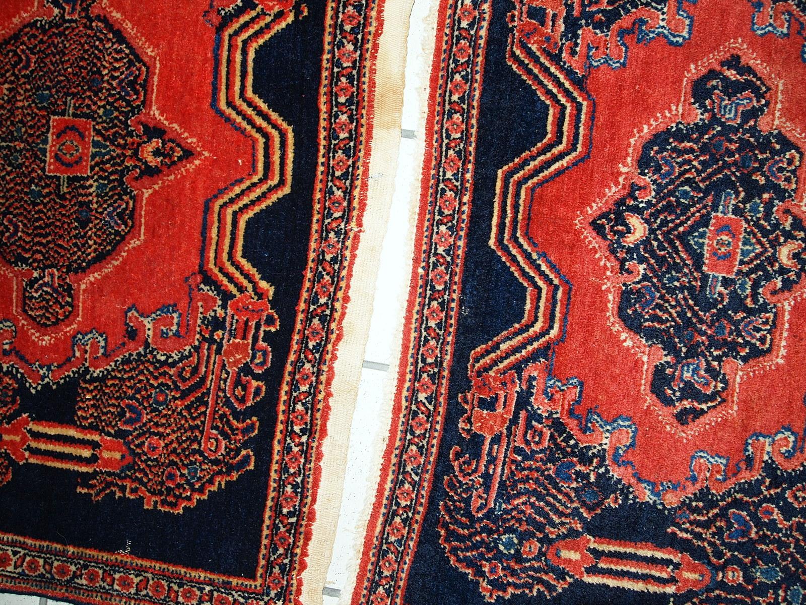 Handmade Antique Pair of Senneh Style Rugs, 1900s, 1C359 In Good Condition For Sale In Bordeaux, FR