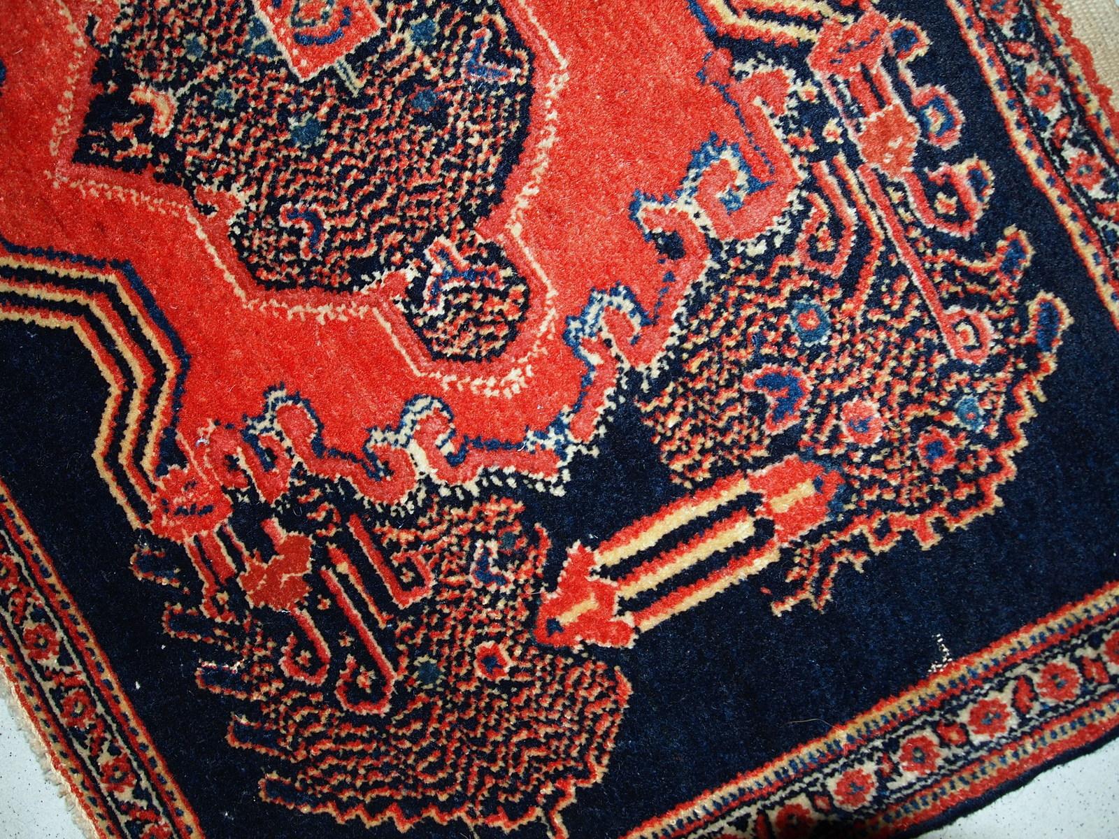 Handgefertigtes antikes Paar Teppiche im Senneh-Stil, 1900er Jahre, 1C359 im Angebot 1