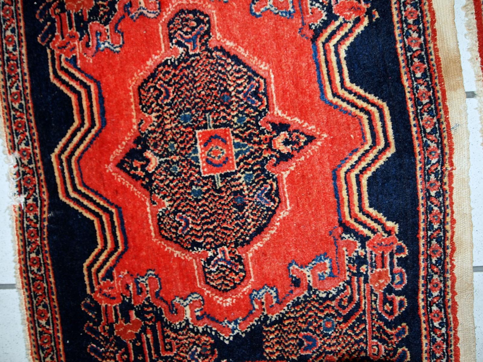 Handgefertigtes antikes Paar Teppiche im Senneh-Stil, 1900er Jahre, 1C359 im Angebot 2