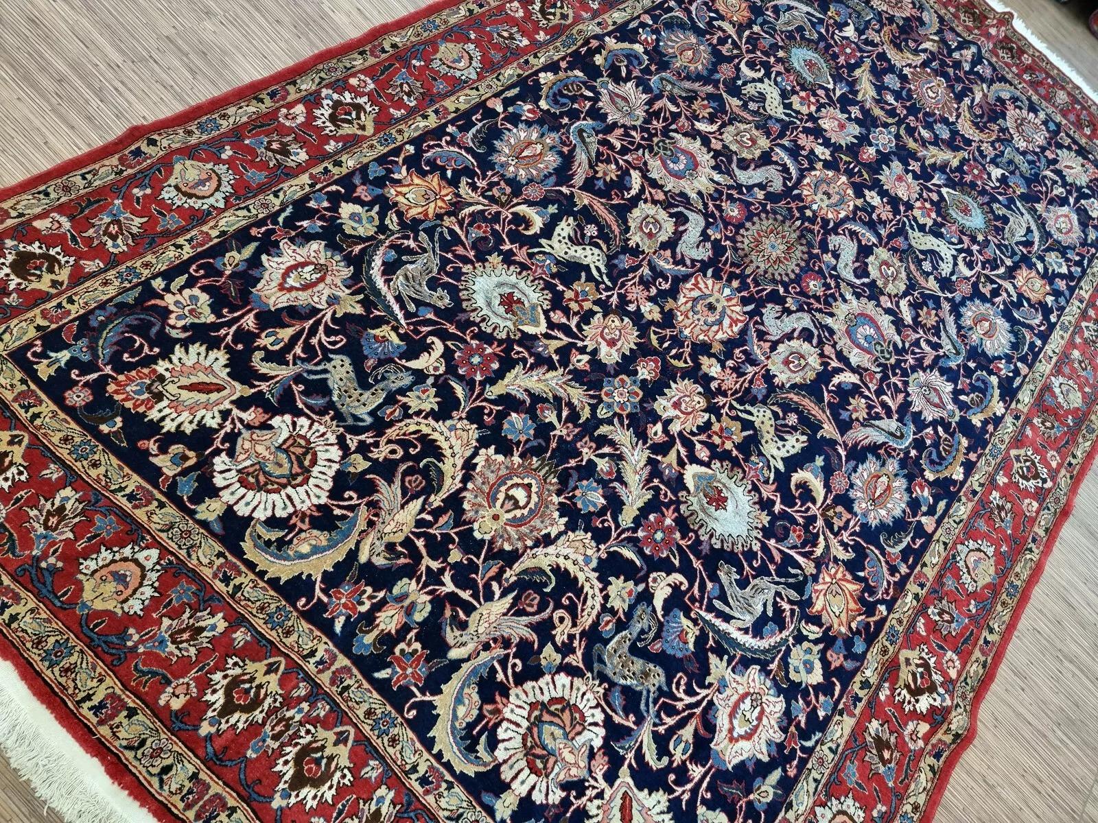 Handmade Antique Persian Qum Rug Wool And Silk 7.4' x 12.8', 1930s - 1D124 5