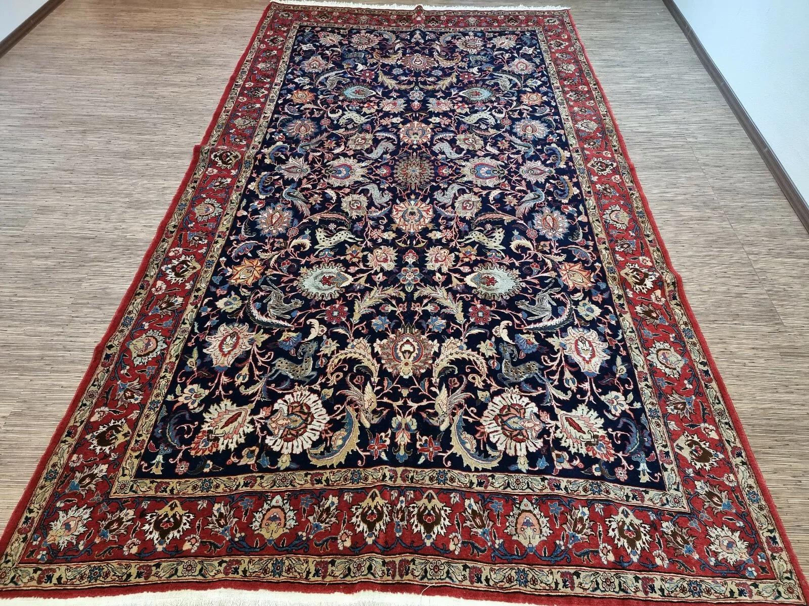Handmade Antique Persian Qum Rug Wool And Silk 7.4' x 12.8', 1930s - 1D124 6