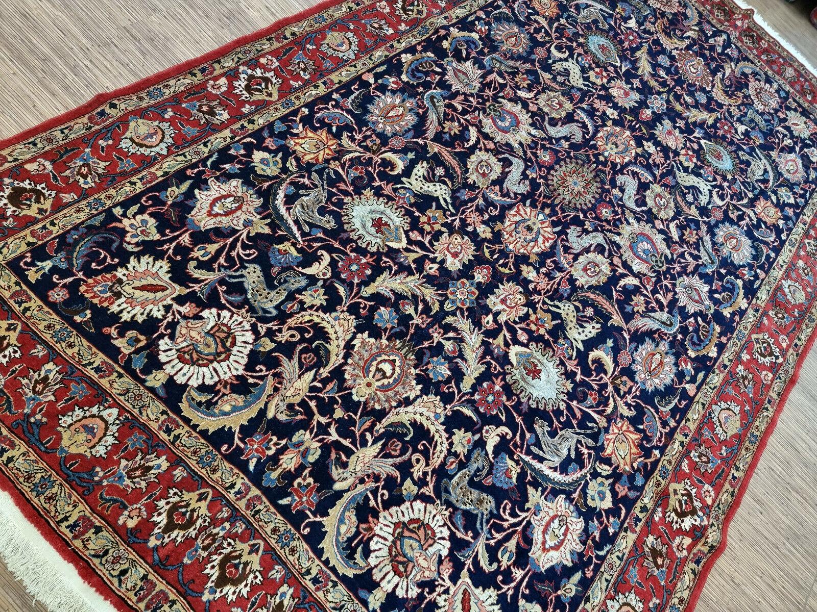 Handmade Antique Persian Qum Rug Wool And Silk 7.4' x 12.8', 1930s - 1D124 7