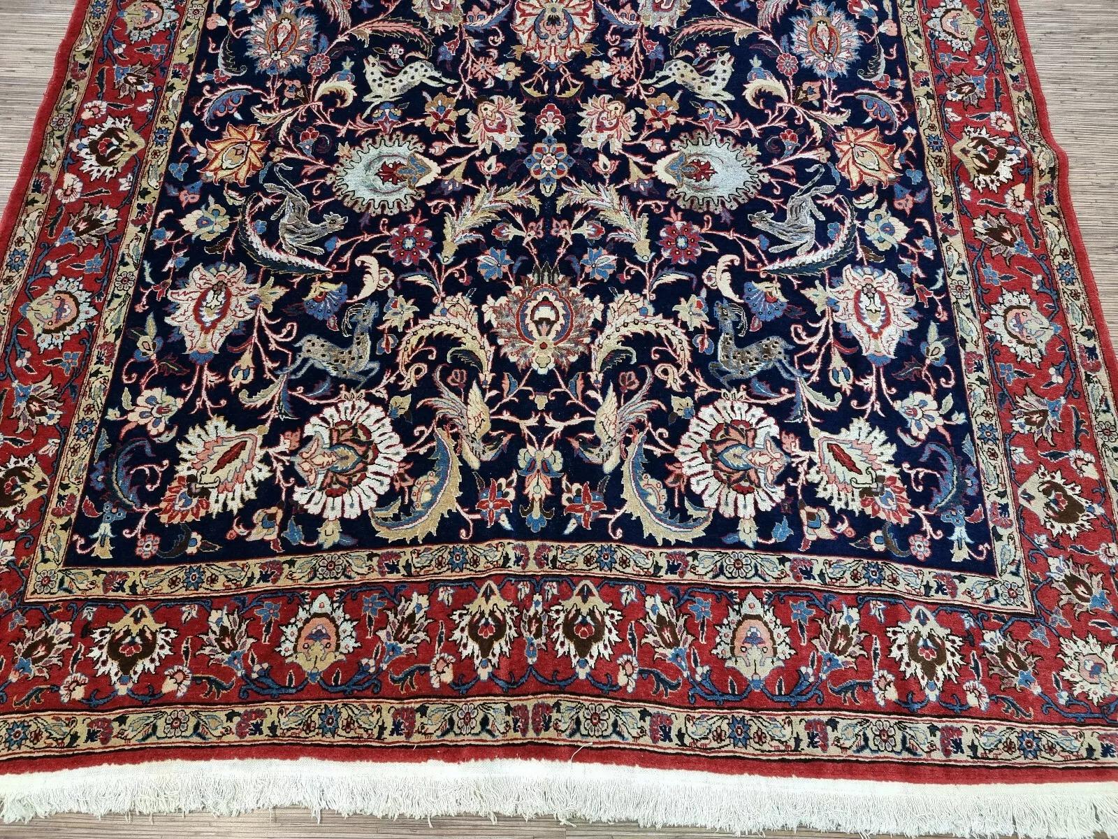 Handmade Antique Persian Qum Rug Wool And Silk 7.4' x 12.8', 1930s - 1D124 1