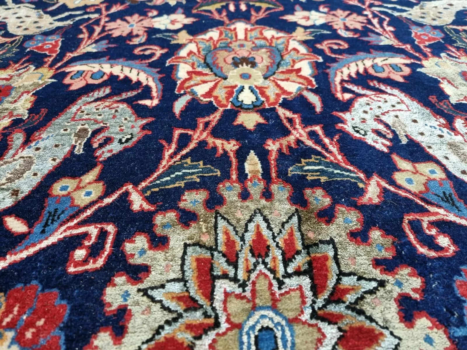 Handmade Antique Persian Qum Rug Wool And Silk 7.4' x 12.8', 1930s - 1D124 2