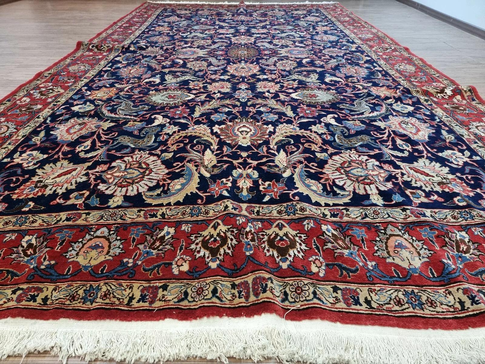 Handmade Antique Persian Qum Rug Wool And Silk 7.4' x 12.8', 1930s - 1D124 3