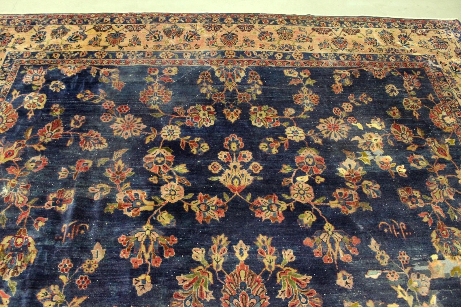 Handgefertigter antiker persischer Sarouk-Teppich - 12,1' x 8,9' (370 x 270 cm), 1900er Jahre 1K02 (Handgeknüpft) im Angebot