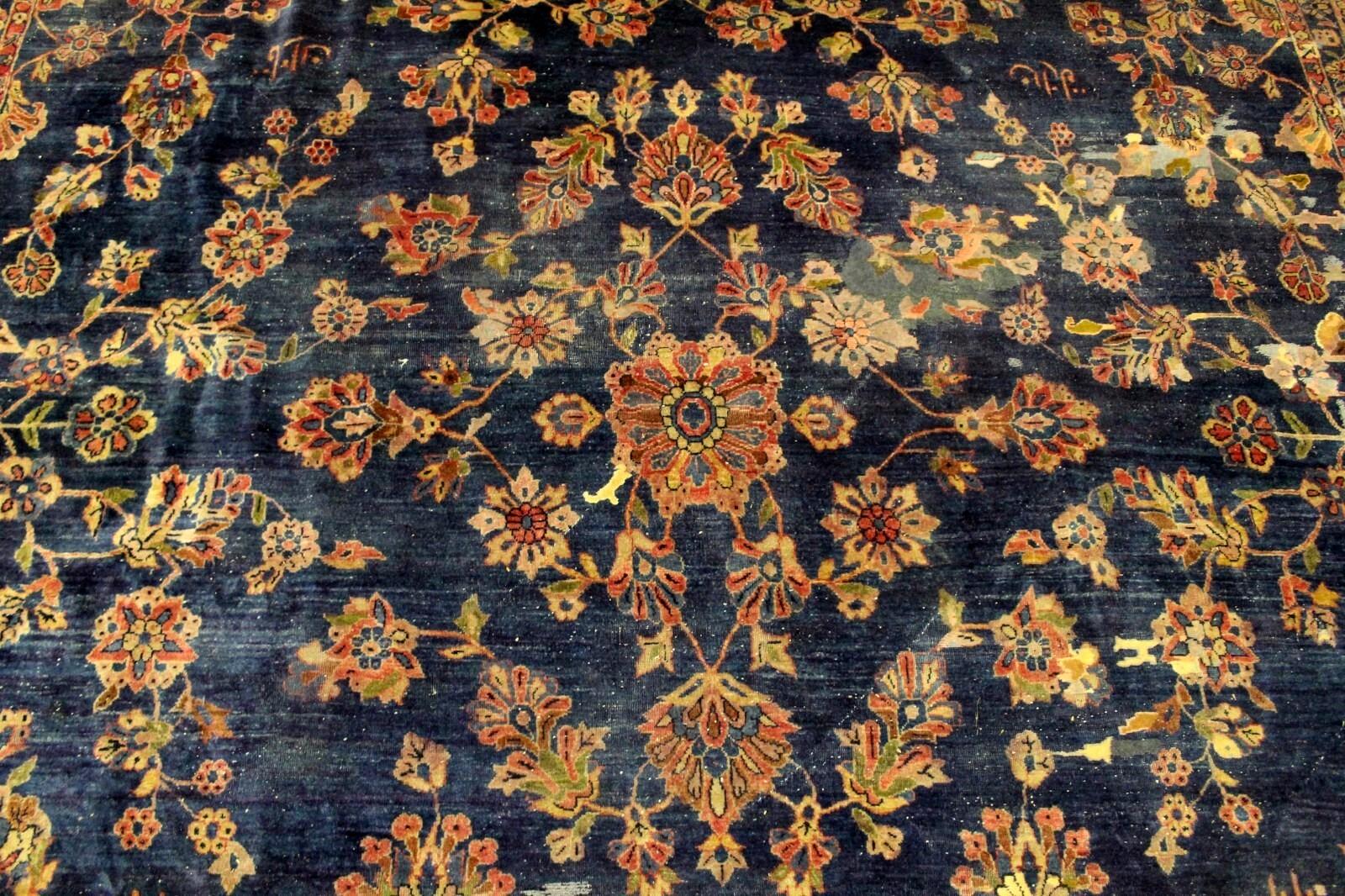 Handgefertigter antiker persischer Sarouk-Teppich - 12,1' x 8,9' (370 x 270 cm), 1900er Jahre 1K02 (Frühes 20. Jahrhundert) im Angebot