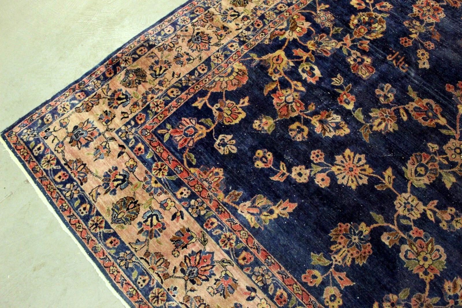 Handgefertigter antiker persischer Sarouk-Teppich - 12,1' x 8,9' (370 x 270 cm), 1900er Jahre 1K02 (Wolle) im Angebot