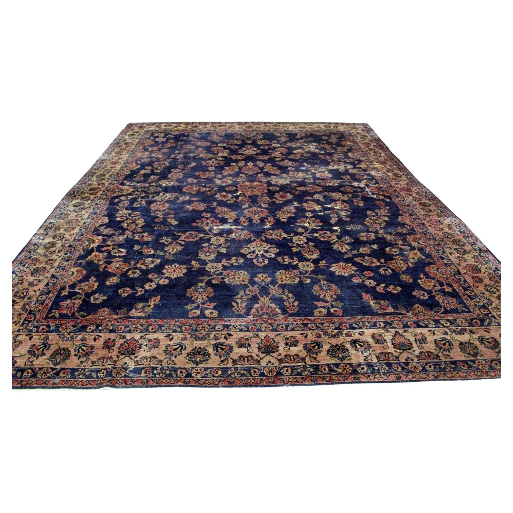 Handmade Antique Persian Sarouk Rug – 12.1' x 8.9' (370 x 270 cm), 1900s 1K02