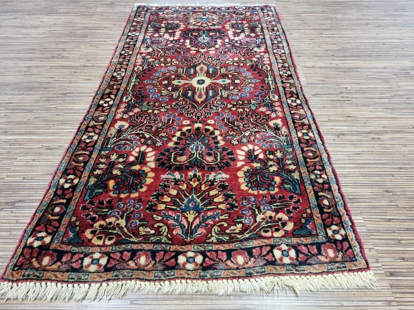 Début du 20ème siècle Tapis Sarouk persan ancien fait à la main 2.1' x 4' 1910s - 1D150 en vente